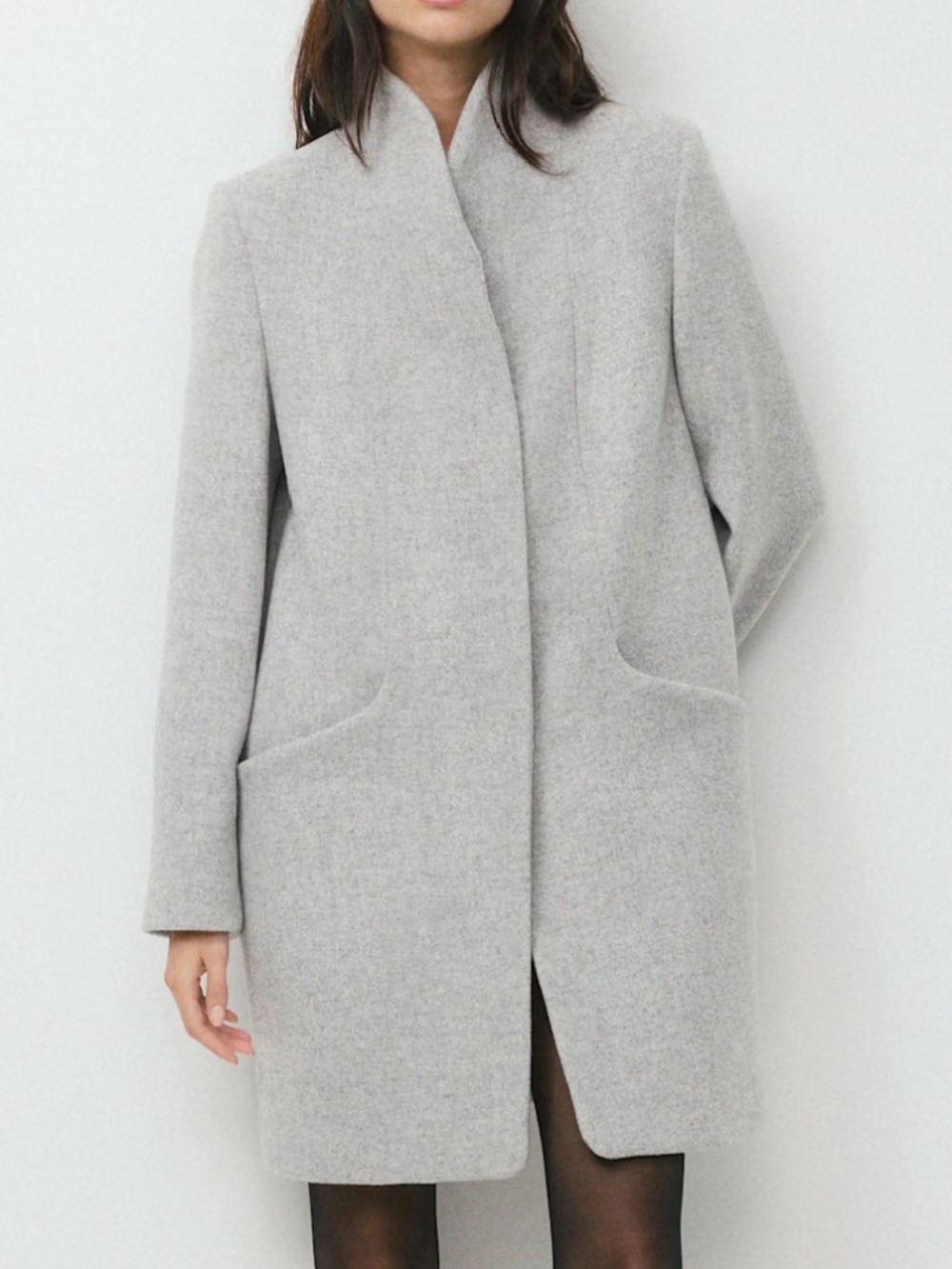 Aritizia Cocco Coat Luxe Wool Cashmere in Heather Light Grey XS